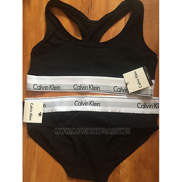 Conjunto Sujetador y Slip Calvin Klein Mujer Blanco Negro 